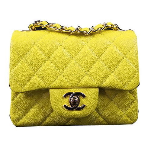 Чанта Chanel Classic MINI Flap с мотив лимон и канадски стил CF1115 златиста