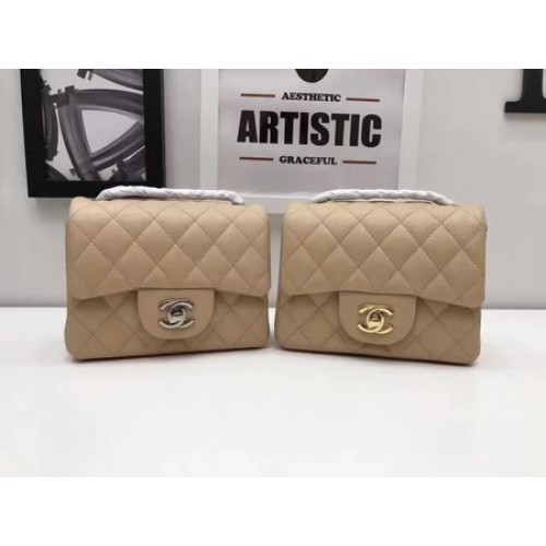 Чанта Chanel Classic MINI Flap с оригинален модел Cannage A1115 в цвят кайсия