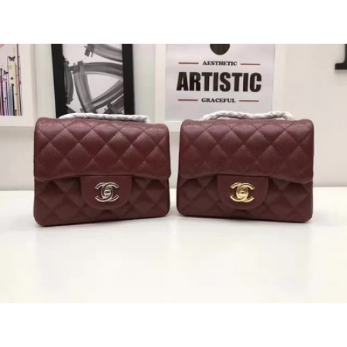 Чанта Chanel Classic MINI Flap, оригинален модел Cannage, A1115, вино