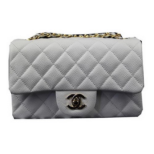 Чанта Chanel Classic MINI Flap с бял и златен мотив Cannage CF1119