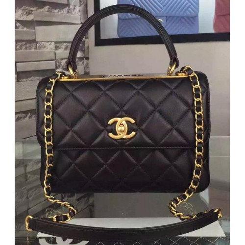 Чанта Chanel Classic Top Flap от черна оригинална кожа A98079 златиста