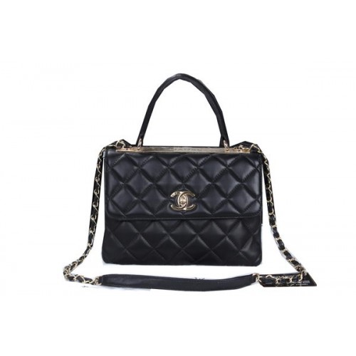 Класическа чанта Chanel с капак от овча кожа CHA6023 черна