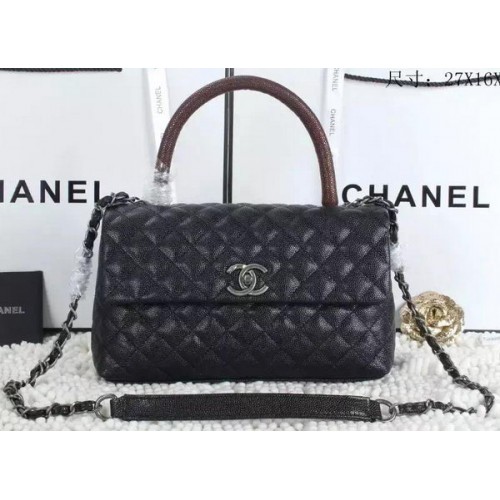 Класическа чанта Chanel с горна дръжка и шарка Cannage A92991 червена