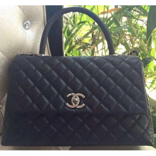 Чанта Chanel Classic с горна дръжка, оригинална, модел Cannage, A95168, черна