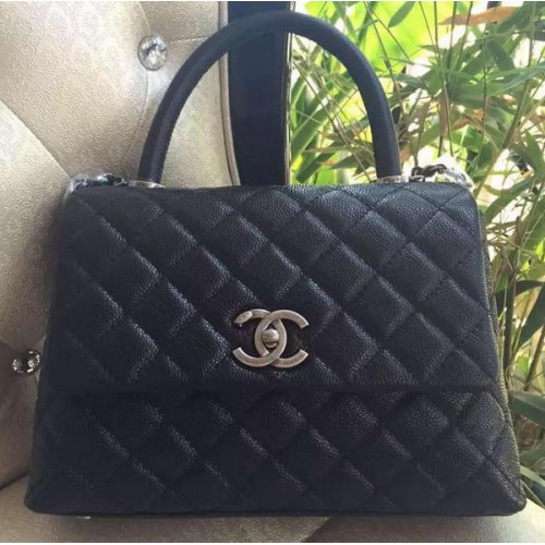 Чанта Chanel Classic с горна дръжка, оригинален модел Cannage A95169, черна