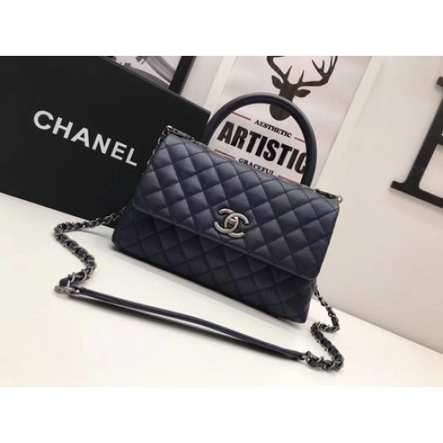 Чанта Chanel Classic Top Handle Royal Original Leather A92991 Silver