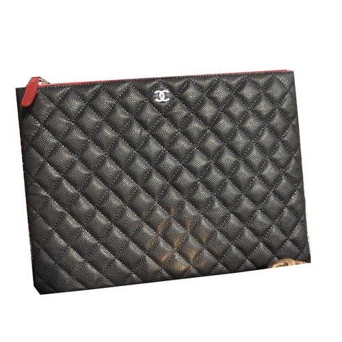 Чанта Chanel Clutch Black Cannage от кожа A82044 Silver