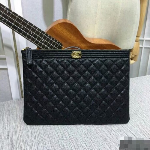 Чанта Chanel Clutch Black Caviar Leather 7010 Gold