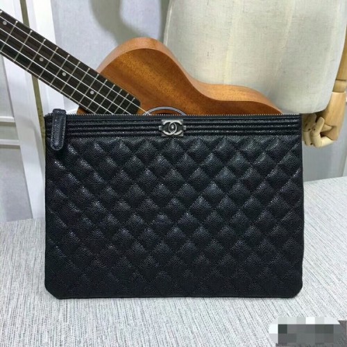 Чанта Chanel Clutch Black Caviar Leather 7010 Silver