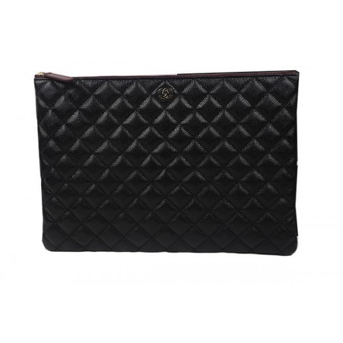 Чанта Chanel Clutch Black Original Cannage Pattern A69254 A69253 A69252 Gold