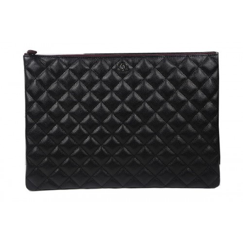 Чанта Chanel Clutch Black Original Cannage Pattern A69254 A69253 A69252 Silver