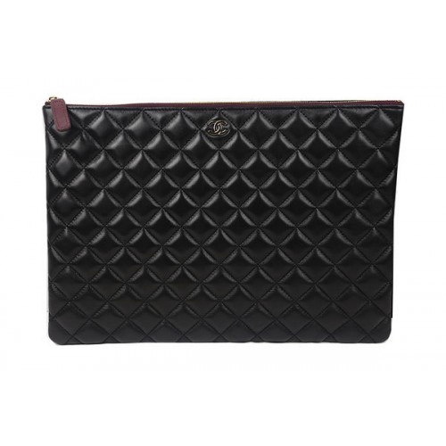 Чанта Chanel Clutch от черна оригинална овча кожа A69254 A69253 A69252 златна