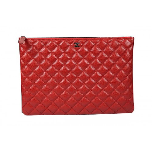Чанта Chanel Clutch Original Cannage Pattern Leather A69254 A69253 Червена