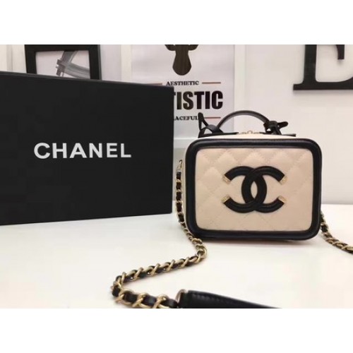 Козметична чанта Chanel Original Cannage Pattern A93341 Кайсия и черно