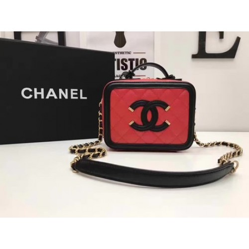 Козметична чанта Chanel Original Cannage Pattern A93341 Червено и Черно