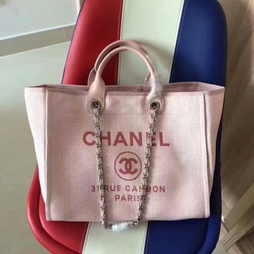 Чанта Chanel Deauville Tote от оригинален плат, кожена A68047-6