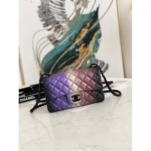 Чанта през рамо Chanel Flap Mirage от агнешка кожа AS1116 черна