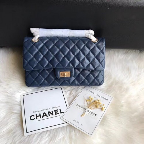 Верижка Chanel Flap Original Cowhide Leather 30225 от синьо злато
