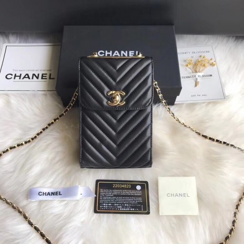 Чанта за мобилен телефон Chanel Flap Original 55698 черна