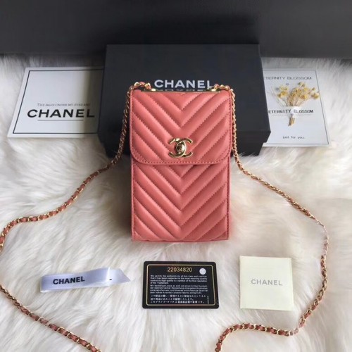 Чанта за мобилен телефон Chanel Flap Original 55698 розова