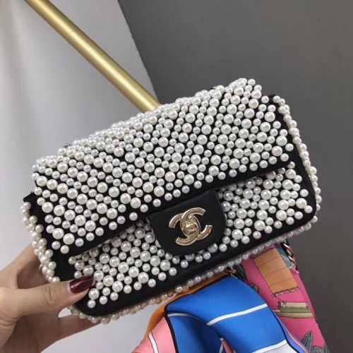Чанта Chanel с перли A1116 черна