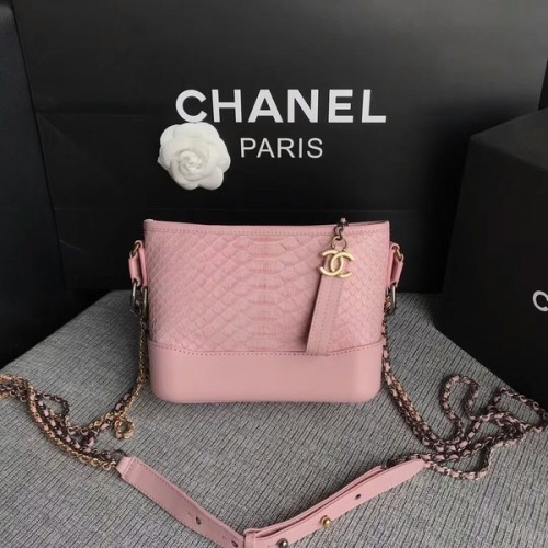 Мини чанта през рамо Chanel Gabrielle от оригинална питонова кожа 8122A розова