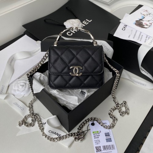 Чанта Chanel от телешка кожа с верижка AP2758 черна
