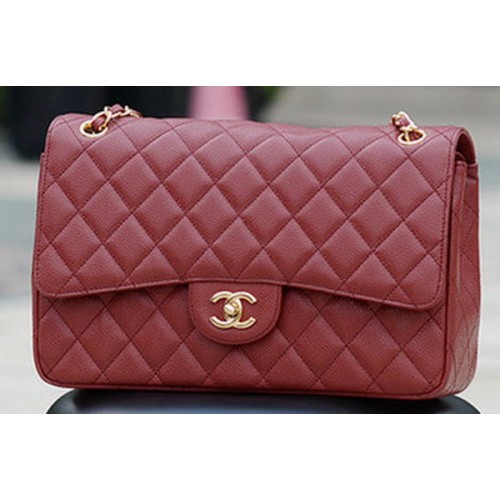 Чанта Chanel Jumbo Classic с капак и бордо Cannage A58600 Gold