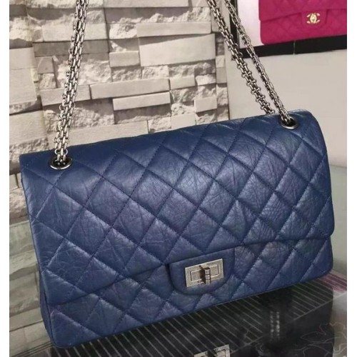 Чанта Chanel Jumbo Classic Flap, черна, оригинална, от телешка кожа CHA6212, синя