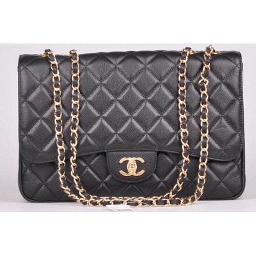 Чанта Chanel Jumbo Flap с черен модел Cannage A28600 Gold