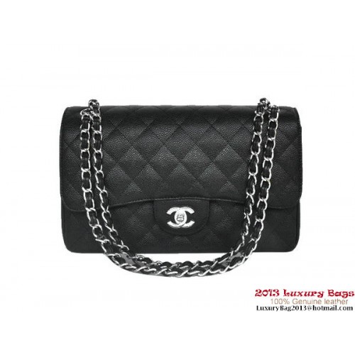 Чанта Chanel Jumbo Quilted Classic Cannage Patterns Flap A58600 Черно и сребристо
