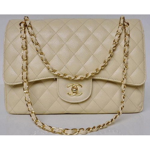 Чанта Chanel Jumbo Quilted Classic Flap, кайсиеви шарки Cannage A58600 Gold
