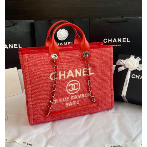 Chanel ГОЛЯМА ПАЗАРСКА ЧАНТА A66941 червено-бяла