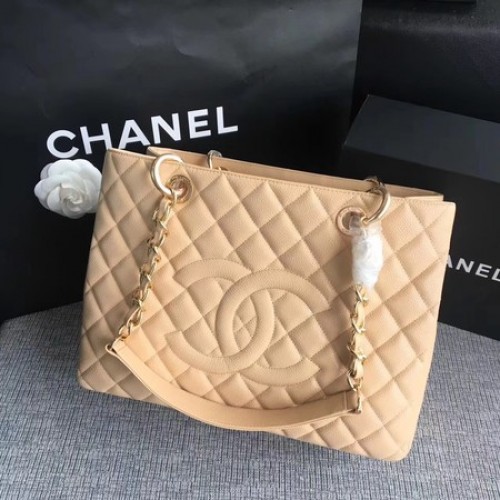 Chanel LE Boy Grand Shopping Tote Bag GST Apricot Cannage Pattern A50995 злато