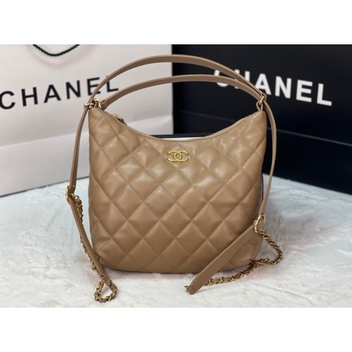Раница Chanel от агнешка кожа AS3487 цвят кайсия