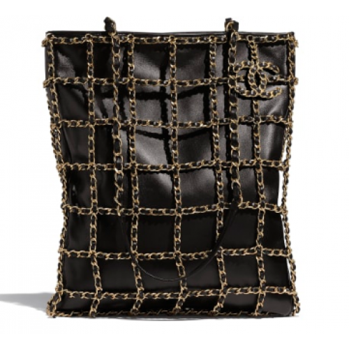 Пазарска чанта Chanel от агнешка кожа AS1383 черна