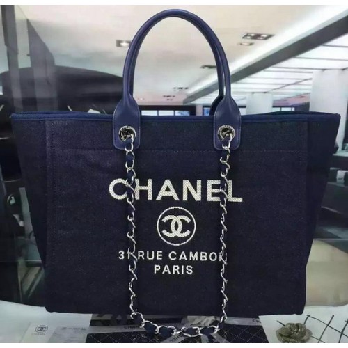 Голяма платнена чанта Chanel A1679 Кралски цвят
