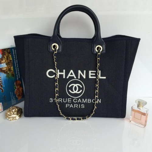 Голяма платнена чанта Chanel Tote A68046 Кралски цвят