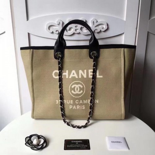 Голяма платнена чанта за пазаруване Chanel CHA1679 Кайсия