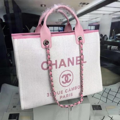 Голяма платнена чанта за пазаруване Chanel CHA1679 Розова