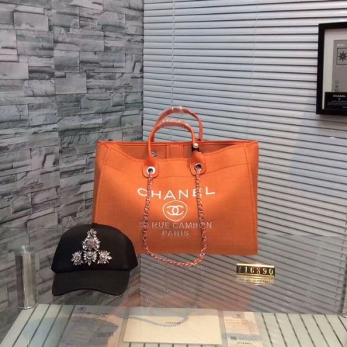 Голяма платнена чанта за пазаруване Chanel CNA1679 Orange