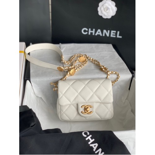 МИНИ ЧАНТА С КЛАПАН Chanel AS3368 бяла