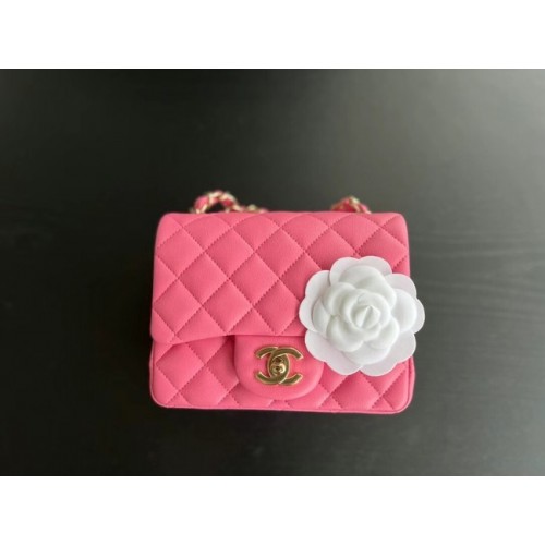 Чанта Chanel MINI Flap от оригинална овча кожа 1115 слива