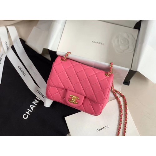 Чанта Chanel MINI Flap от оригинална овча кожа AS1786 розова