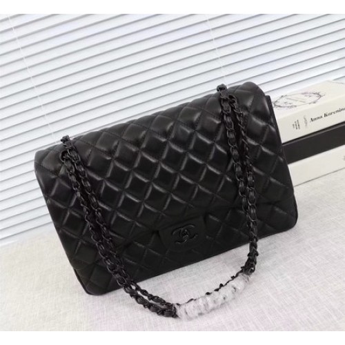 Чанта Chanel Maxi Classic Flap от овча кожа A58601 черна
