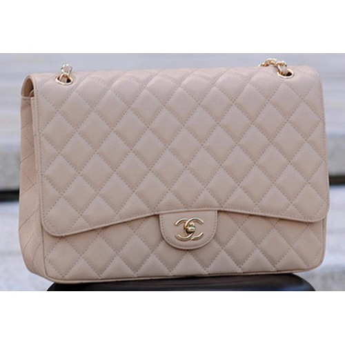 Chanel Maxi Quilted Classic Flap чанта с кайсиев мотив Cannage A58601 Gold