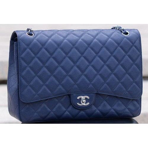 Chanel Maxi Quilted Classic Flap Bag Royal Cannage Pattern A58601 Сребриста
