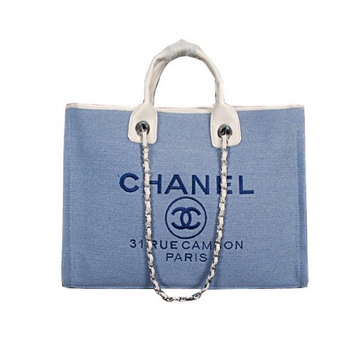 Пазарска чанта Chanel Medium Canvas A67012 Светлосиня