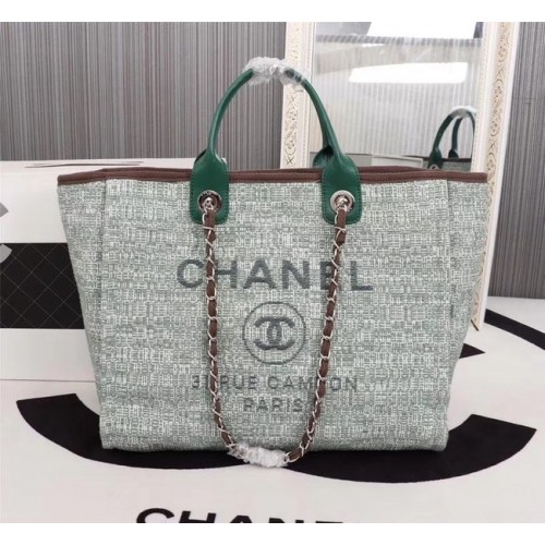 Пазарска чанта Chanel Medium Canvas 8099 зелена
