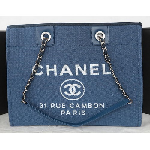 Пазарска чанта Chanel Medium Canvas A67001 Синя